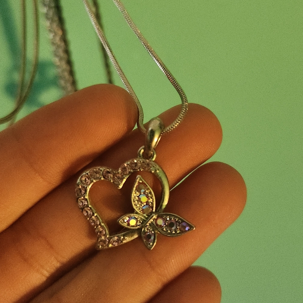Heart butterfly necklace